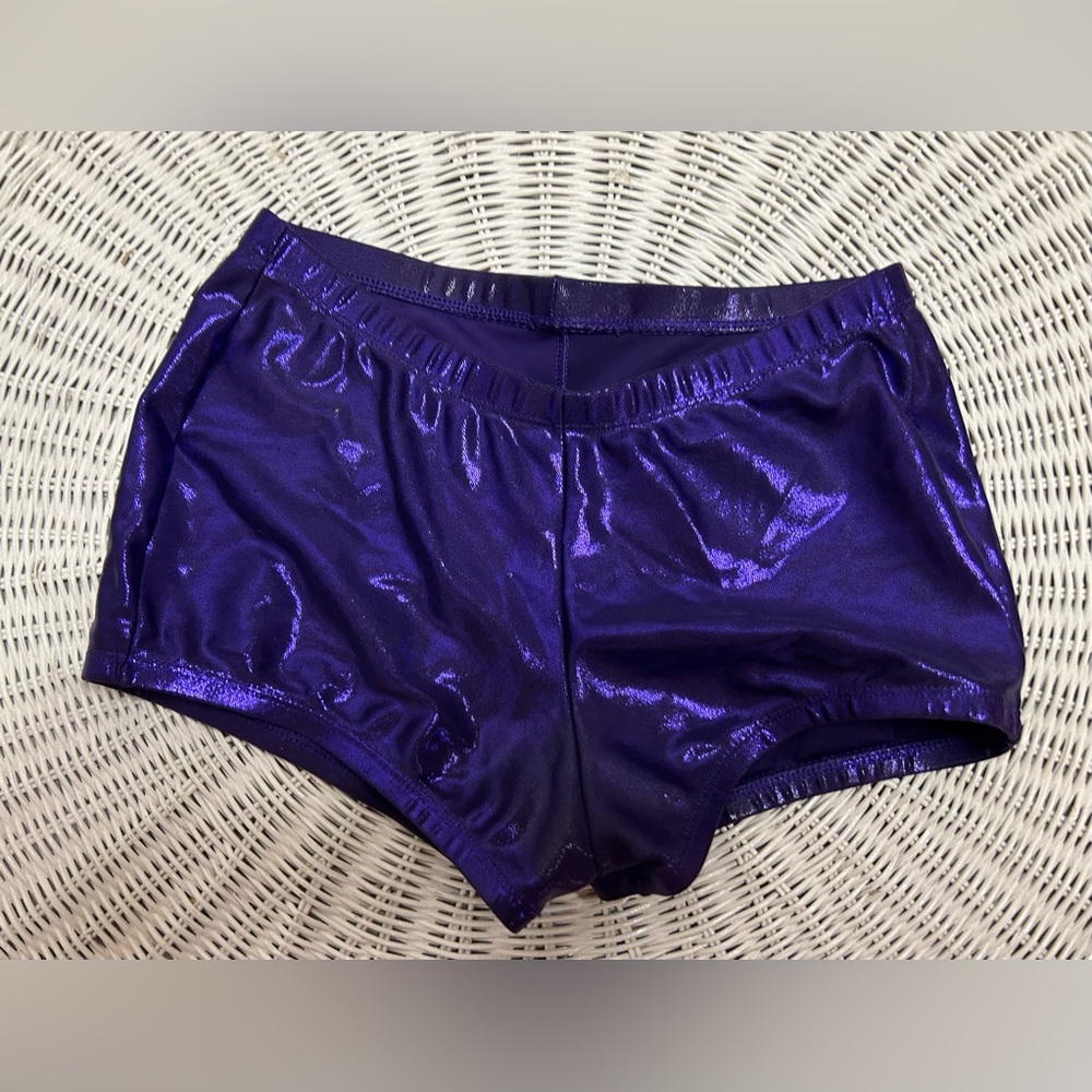 Varsity Brand Boy Cut Cheer Dance Sparkle Metallic Purple Brief Shorts